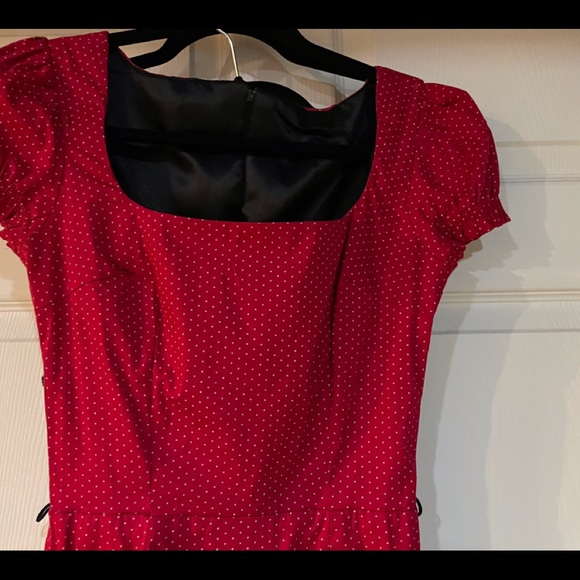 Lucky 13 Red Pinup Wiggle Dress in Pin Dots - Picture 3 of 3